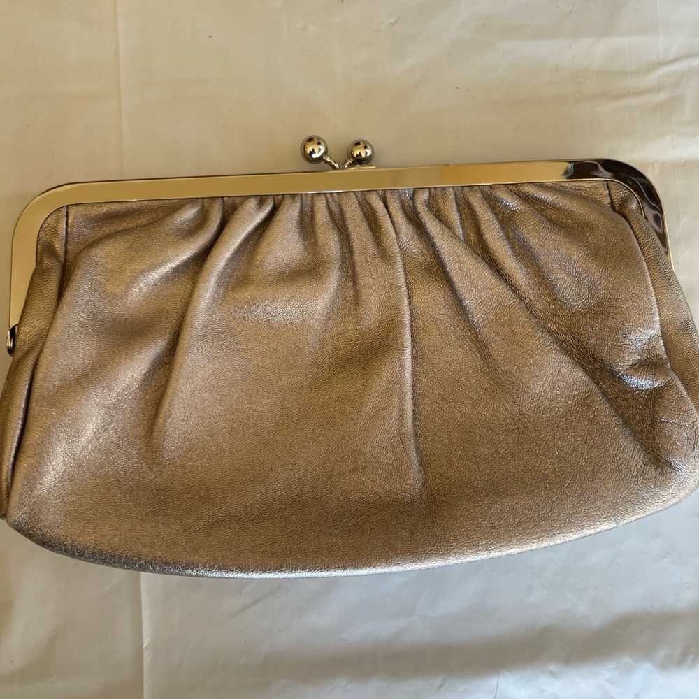 Express Metallic Gold Kiss-Lock Clutch